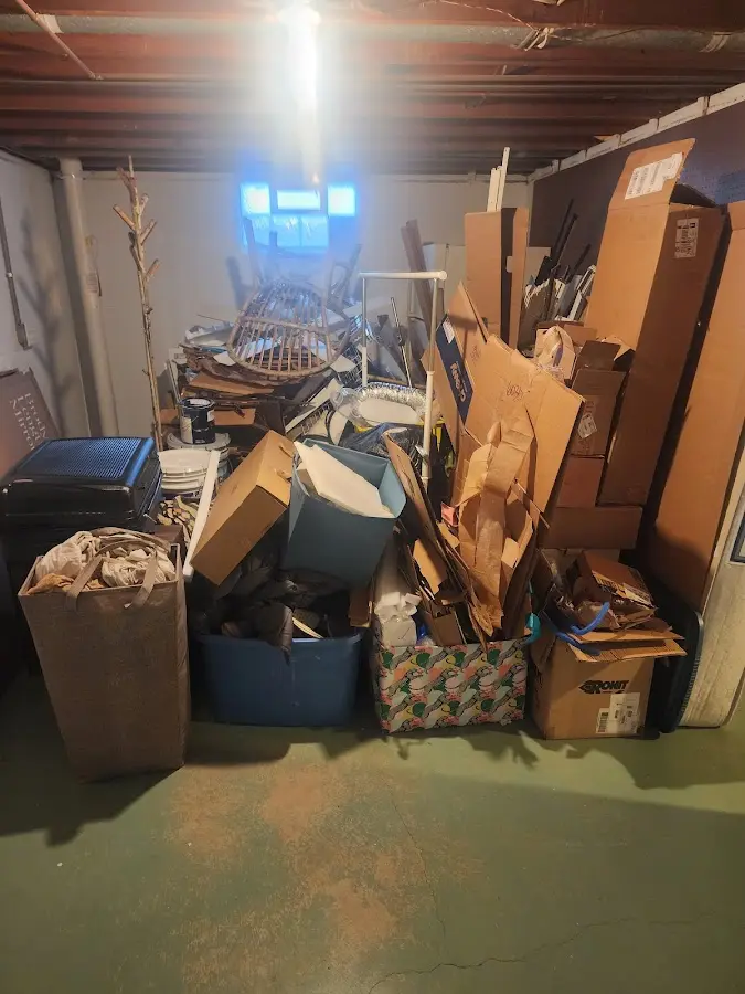 Roll-off dumpster container at job site for 6 Yard Dumpster Rental in Langley Park